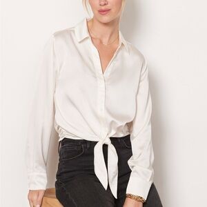 Sanctuary Womens Lover Tie shirt blouse satin tie front size Small